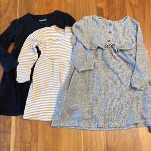 Old Navy Gray, Black, Cream Striped Kids Dress Set